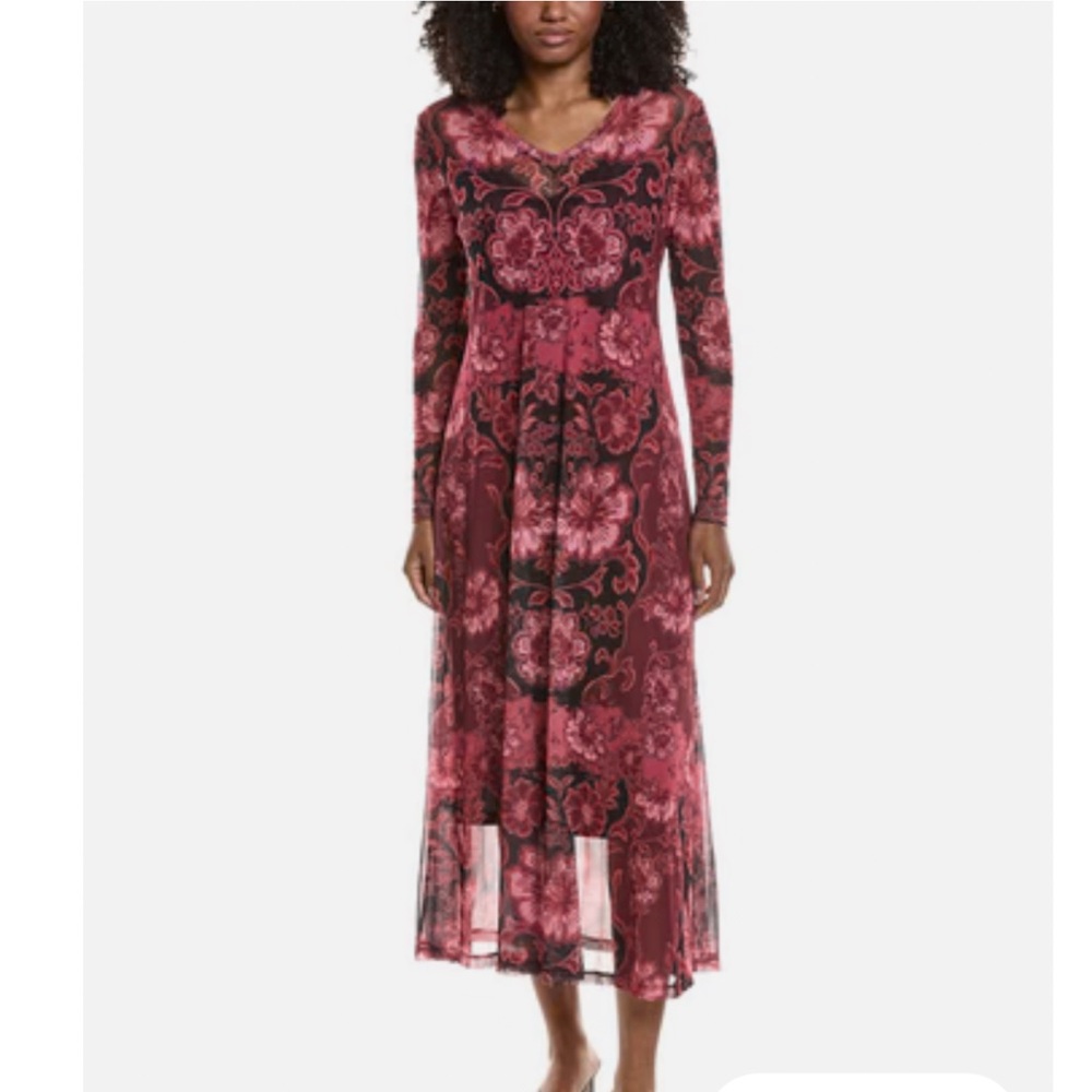 Johnny Was Scilla Floral Long Sleeve Dress with slip